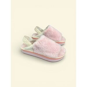 Toms Pink Furry Sofia Eva Slip On‎ Slippers Shoes 8 Faux Fur Sherpa Sling Back